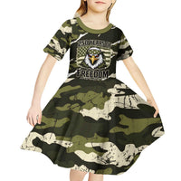 Personalized USA 250th Anniversary Kid Short Sleeve Dress Eagle Camouflage Zipper Stylized
