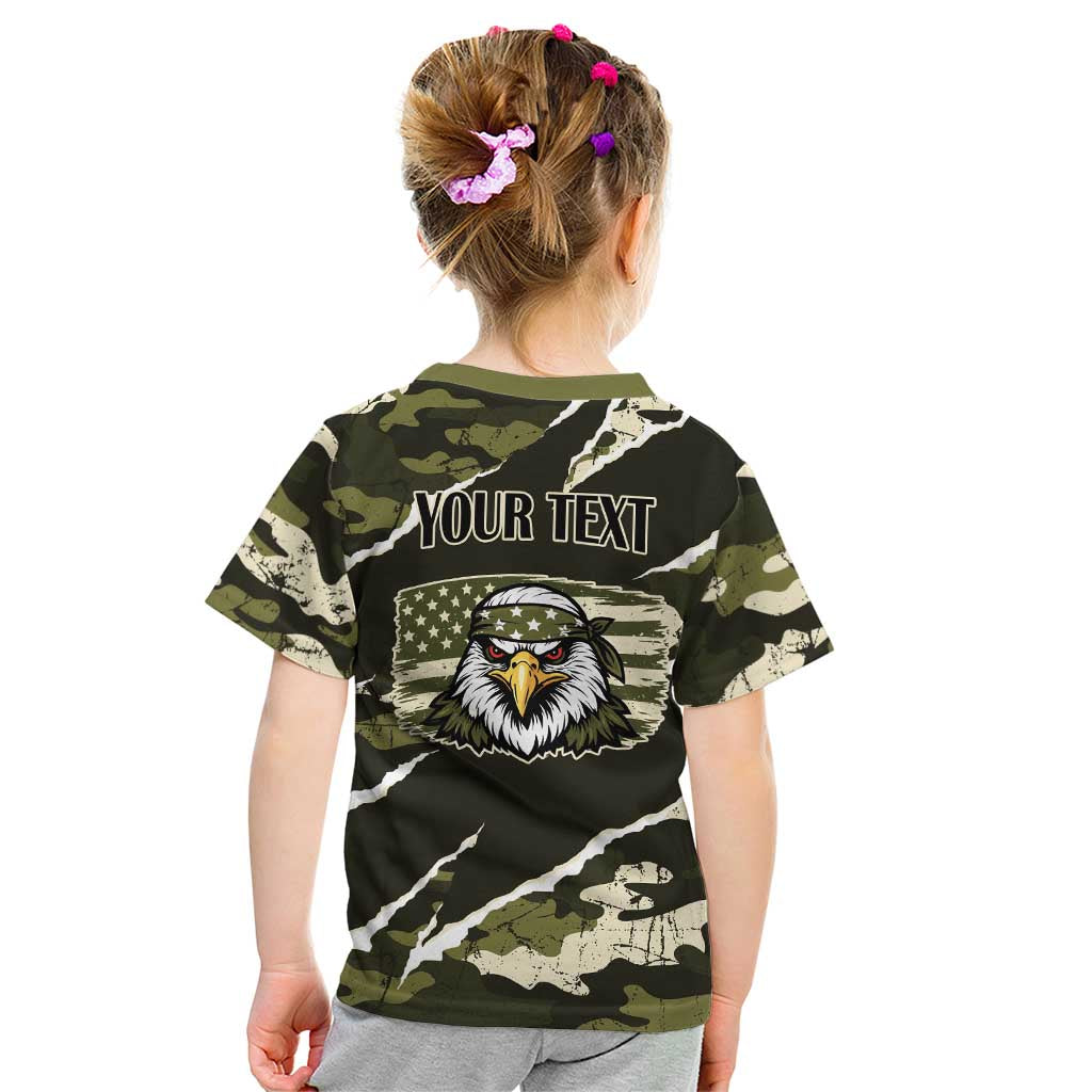 Personalized USA 250th Anniversary Kid T Shirt Eagle Camouflage Zipper Stylized
