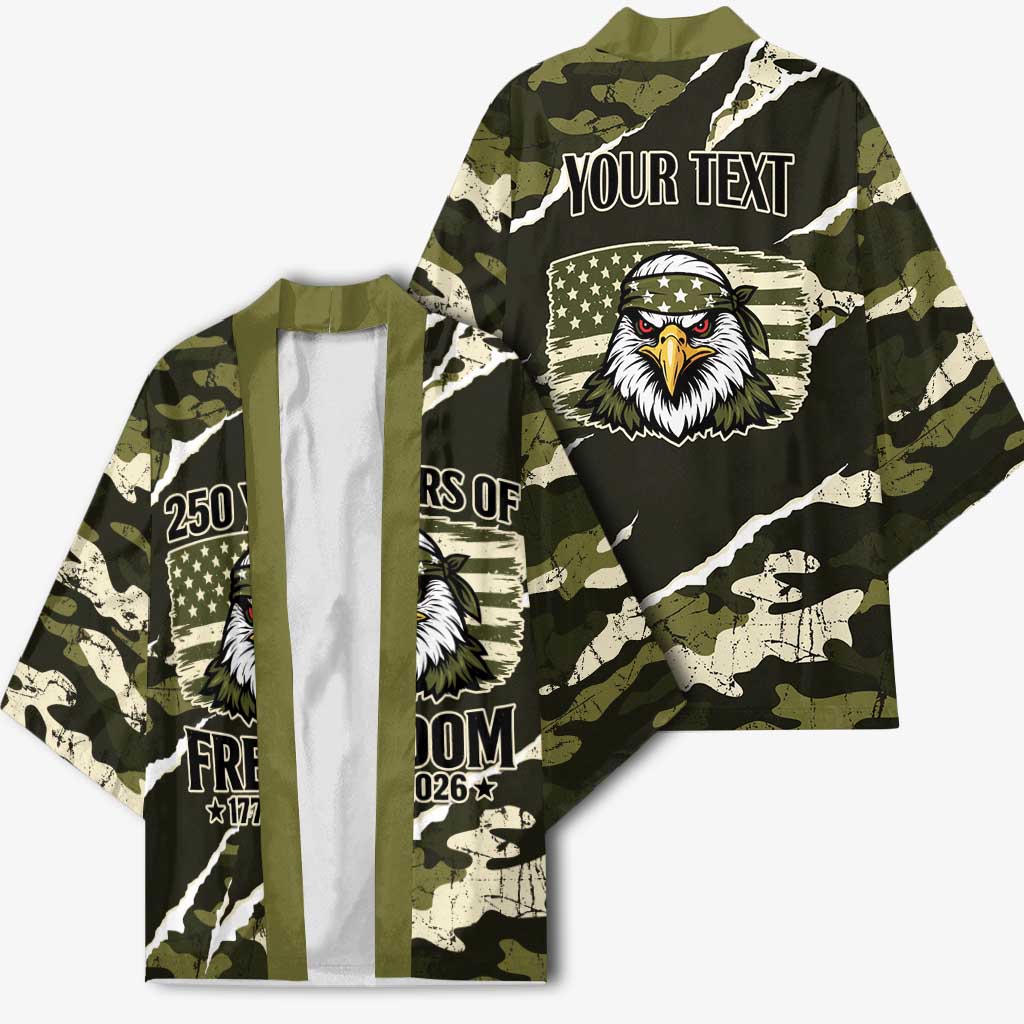 Personalized USA 250th Anniversary Kimono Eagle Camouflage Zipper Stylized
