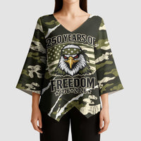 Personalized USA 250th Anniversary Kimono Sleeve Blouse Eagle Camouflage Zipper Stylized
