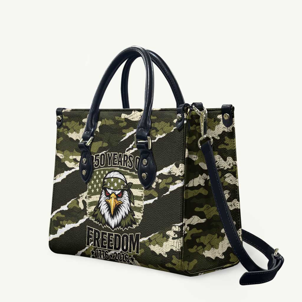 USA 250th Anniversary Leather Bag Eagle Camouflage Zipper Stylized