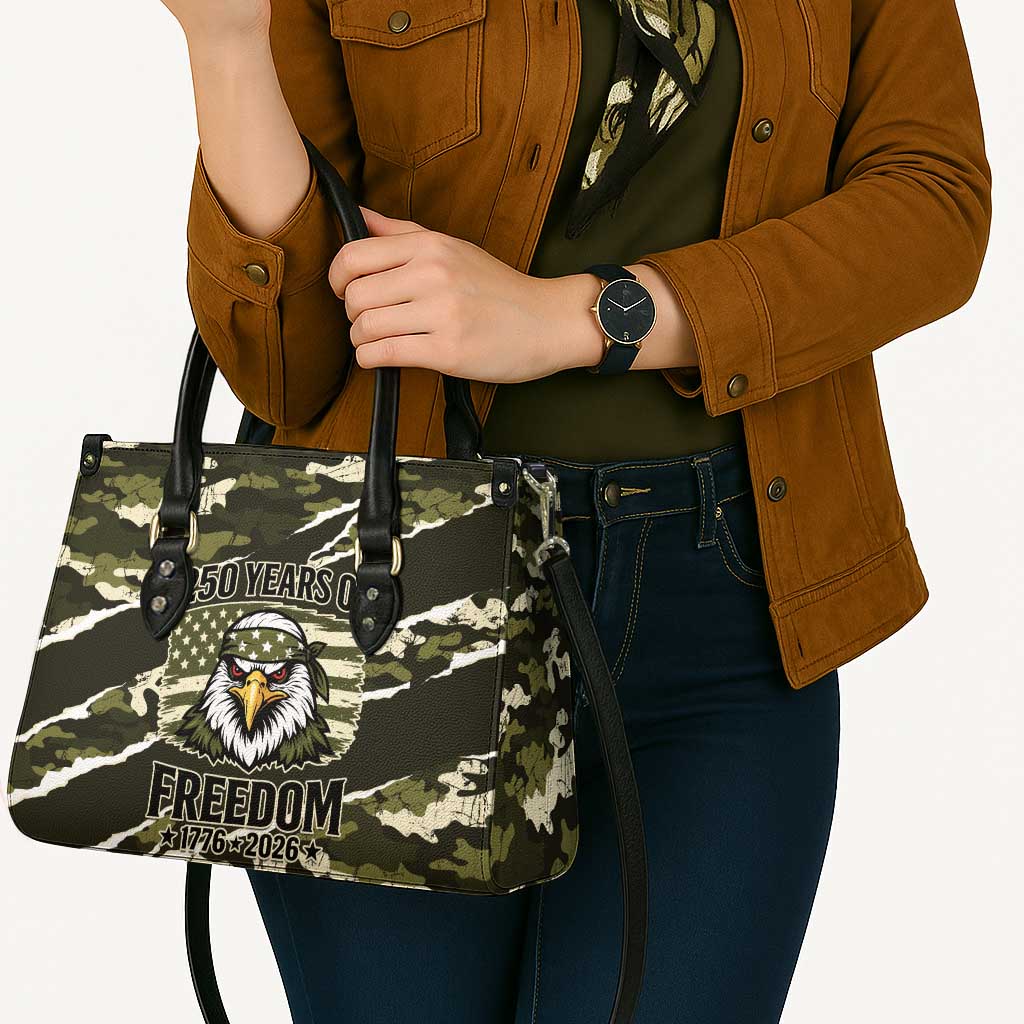 USA 250th Anniversary Leather Bag Eagle Camouflage Zipper Stylized