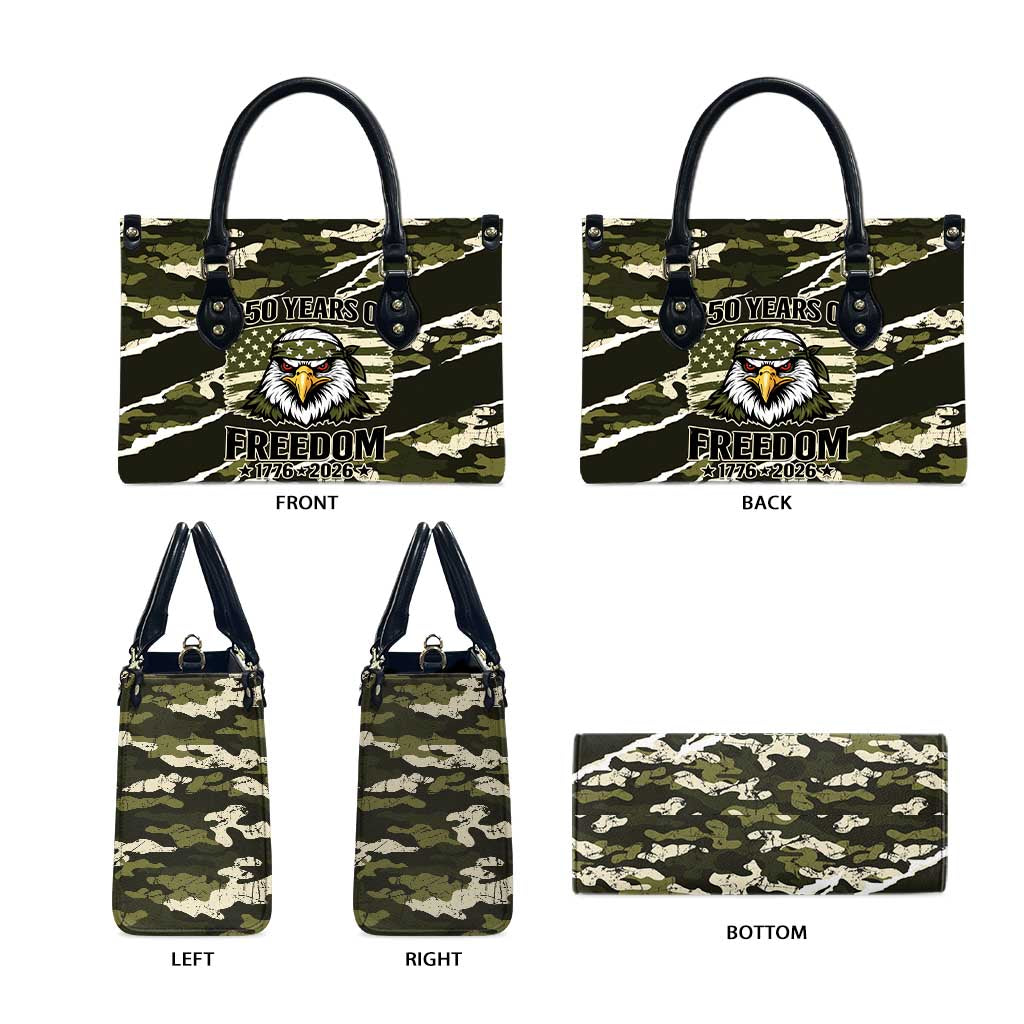 USA 250th Anniversary Leather Bag Eagle Camouflage Zipper Stylized