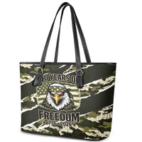 USA 250th Anniversary Leather Tote Bag Eagle Camouflage Zipper Stylized