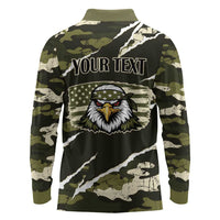 Personalized USA 250th Anniversary Long Sleeve Polo Shirt Eagle Camouflage Zipper Stylized