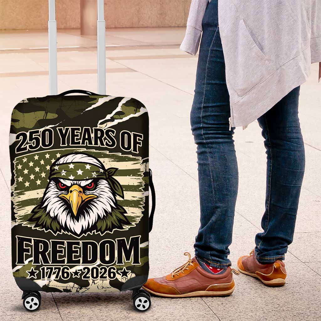USA 250th Anniversary Luggage Cover Eagle Camouflage Zipper Stylized