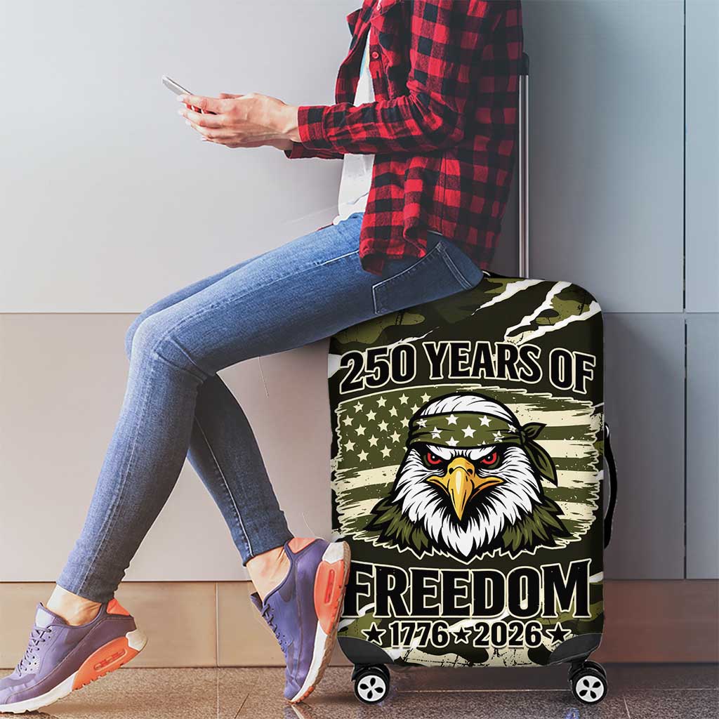 USA 250th Anniversary Luggage Cover Eagle Camouflage Zipper Stylized