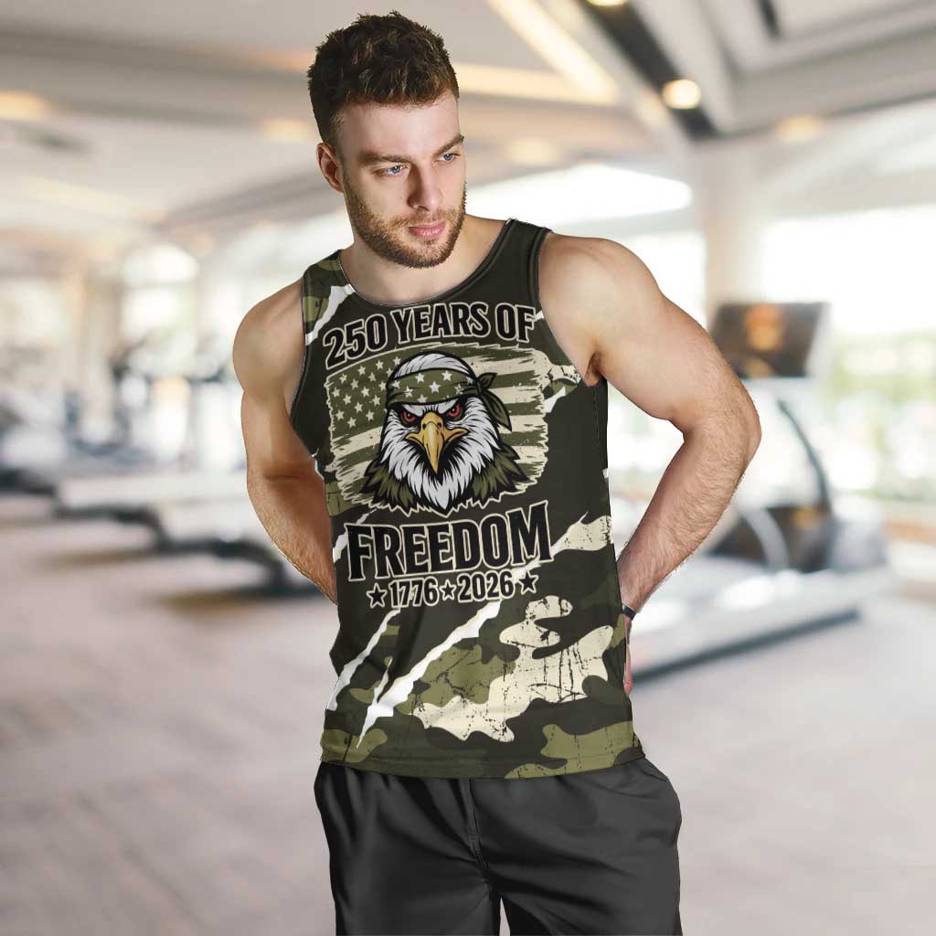Personalized USA 250th Anniversary Men Tank Top Eagle Camouflage Zipper Stylized