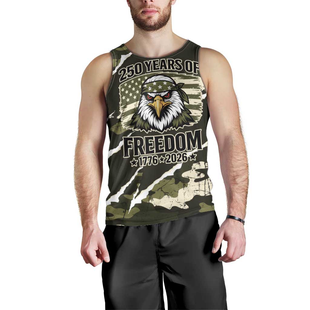 Personalized USA 250th Anniversary Men Tank Top Eagle Camouflage Zipper Stylized