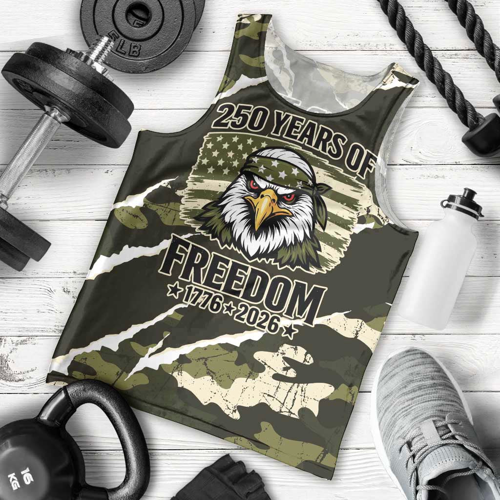 Personalized USA 250th Anniversary Men Tank Top Eagle Camouflage Zipper Stylized