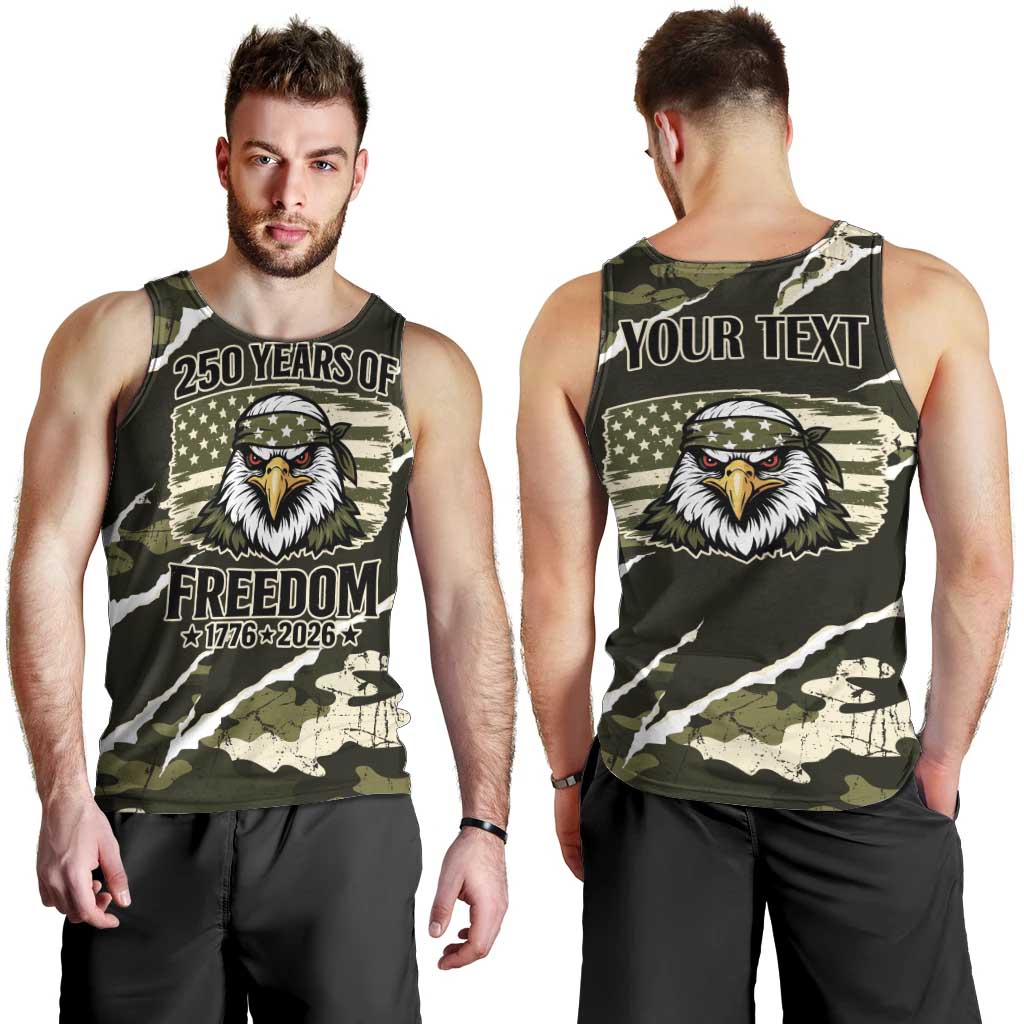 Personalized USA 250th Anniversary Men Tank Top Eagle Camouflage Zipper Stylized