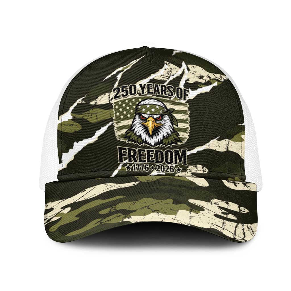 USA 250th Anniversary Mesh Trucker Cap Eagle Camouflage Zipper Stylized