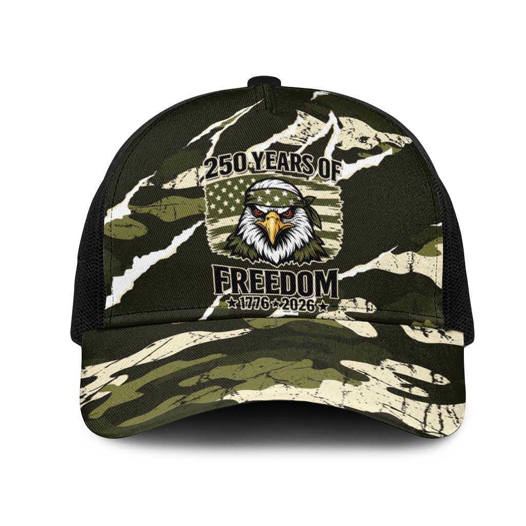USA 250th Anniversary Mesh Trucker Cap Eagle Camouflage Zipper Stylized