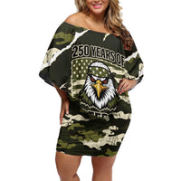 Personalized USA 250th Anniversary Off Shoulder Short Dress Eagle Camouflage Zipper Stylized