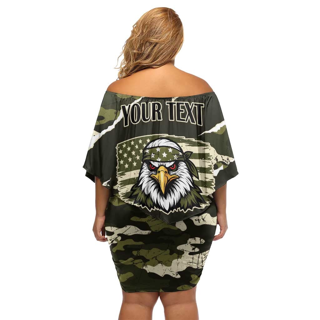 Personalized USA 250th Anniversary Off Shoulder Short Dress Eagle Camouflage Zipper Stylized