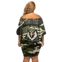 Personalized USA 250th Anniversary Off Shoulder Short Dress Eagle Camouflage Zipper Stylized
