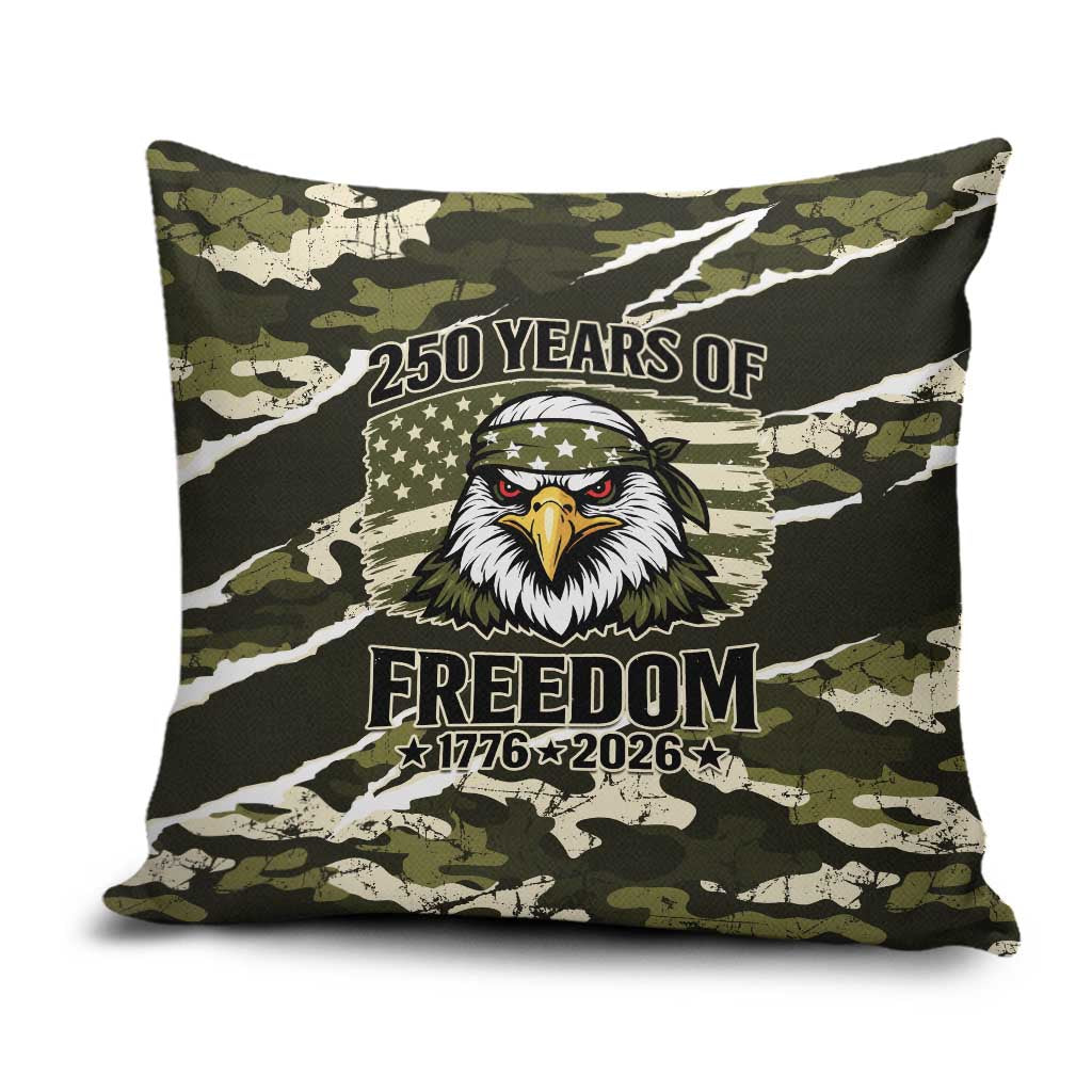 USA 250th Anniversary Pillow Cover Eagle Camouflage Zipper Stylized