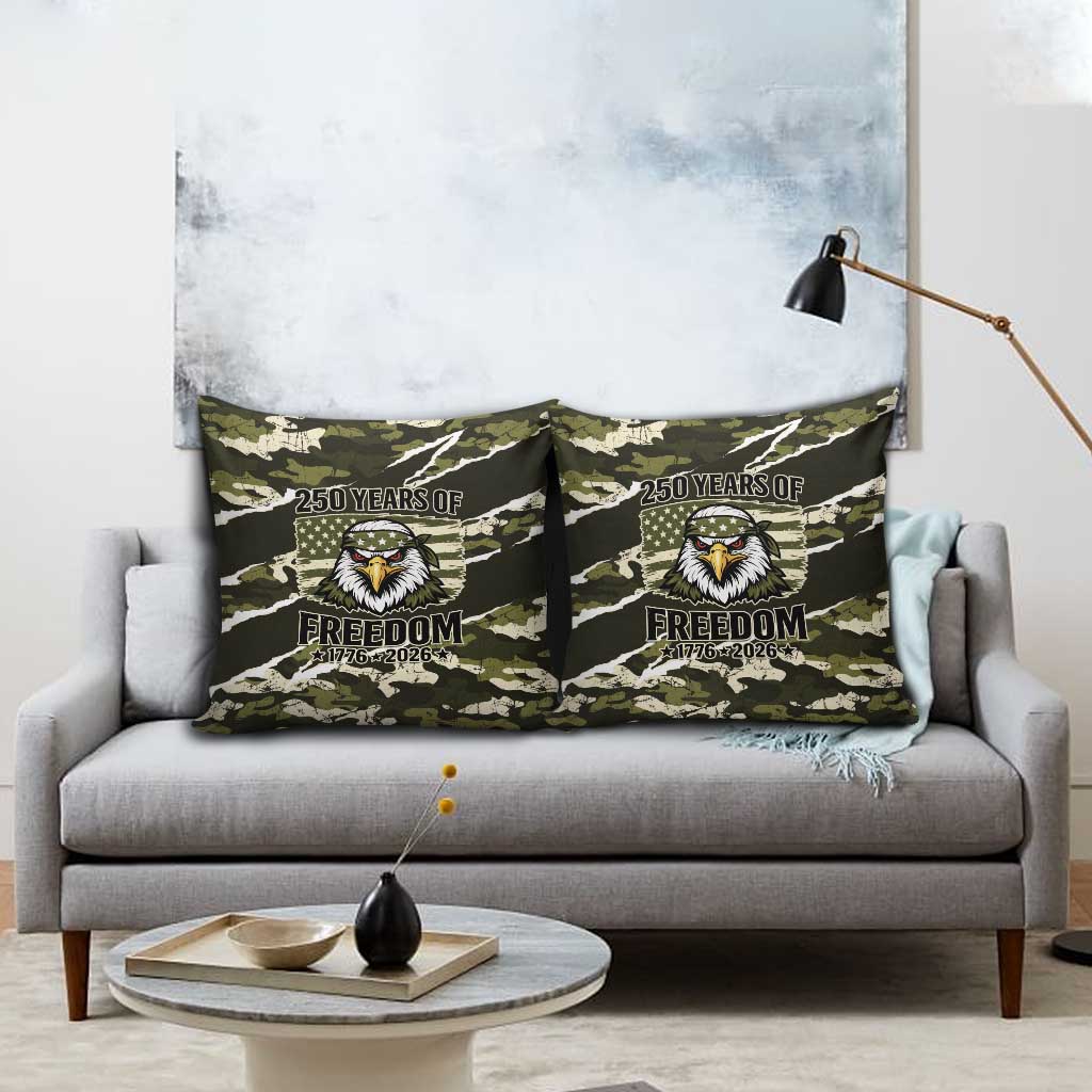 USA 250th Anniversary Pillow Cover Eagle Camouflage Zipper Stylized