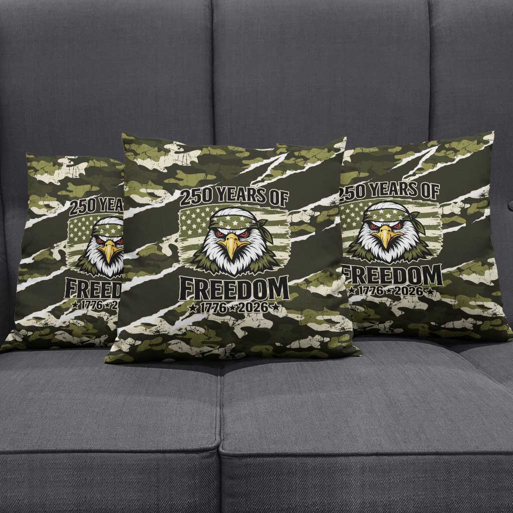 USA 250th Anniversary Pillow Cover Eagle Camouflage Zipper Stylized