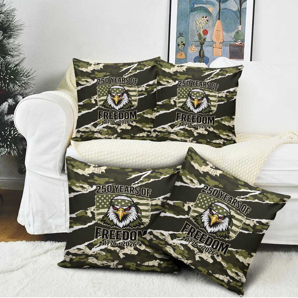 USA 250th Anniversary Pillow Cover Eagle Camouflage Zipper Stylized