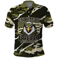 Personalized USA 250th Anniversary Polo Shirt Eagle Camouflage Zipper Stylized