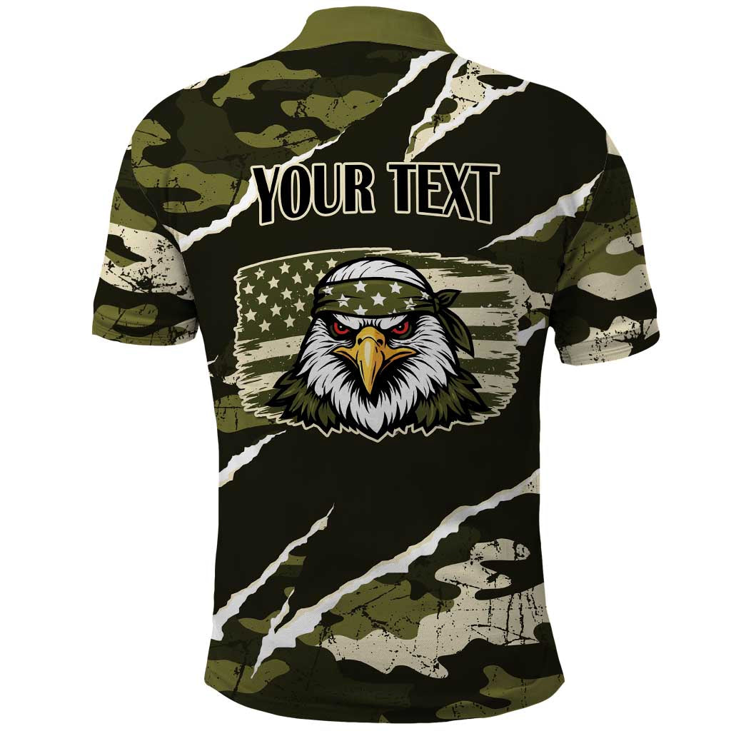 Personalized USA 250th Anniversary Polo Shirt Eagle Camouflage Zipper Stylized