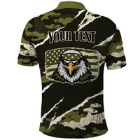 Personalized USA 250th Anniversary Polo Shirt Eagle Camouflage Zipper Stylized