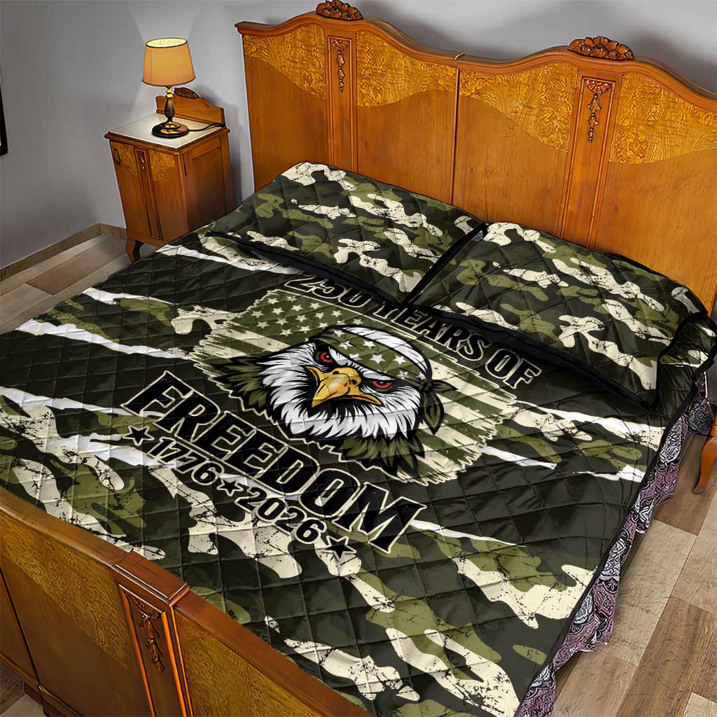USA 250th Anniversary Quilt Bed Set Eagle Camouflage Zipper Stylized