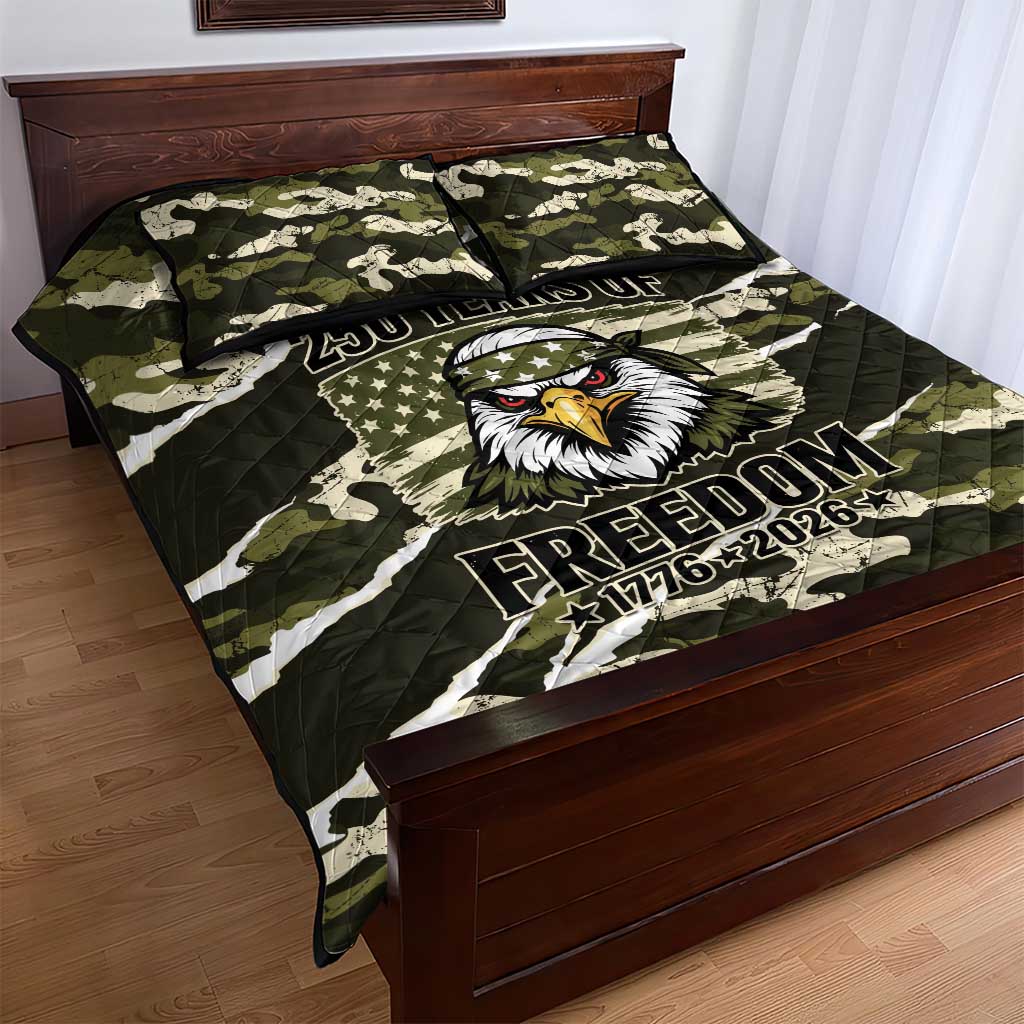 USA 250th Anniversary Quilt Bed Set Eagle Camouflage Zipper Stylized