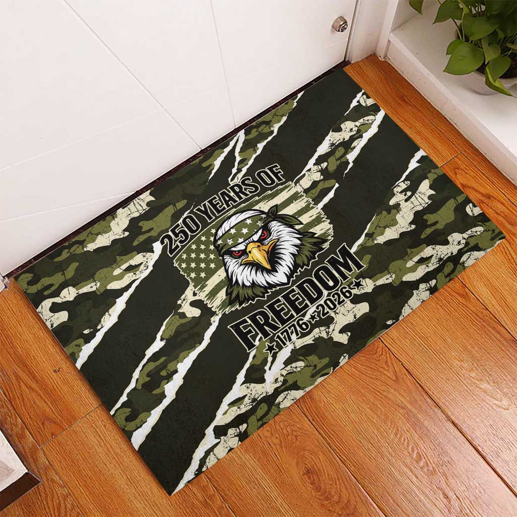 USA 250th Anniversary Rubber Doormat Eagle Camouflage Zipper Stylized