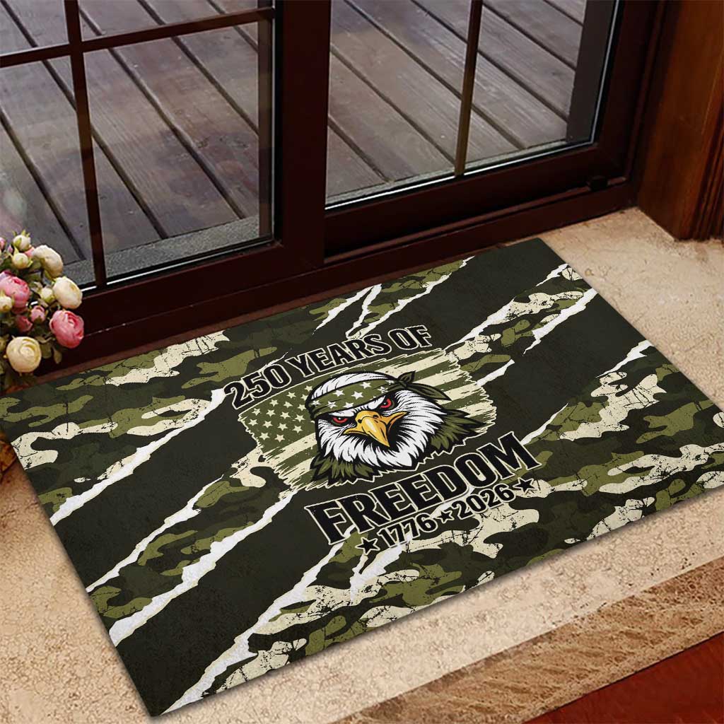 USA 250th Anniversary Rubber Doormat Eagle Camouflage Zipper Stylized