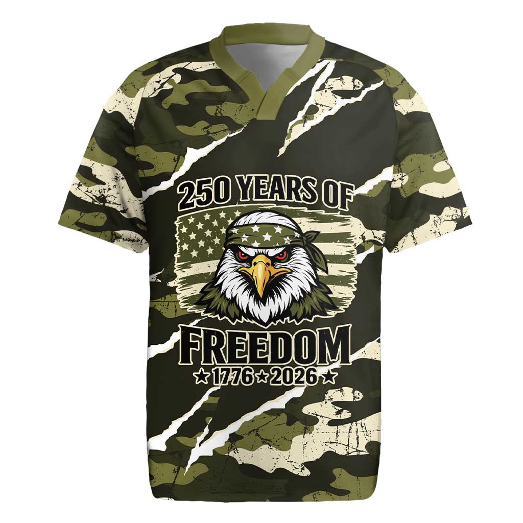 Personalized USA 250th Anniversary Rugby Jersey Eagle Camouflage Zipper Stylized