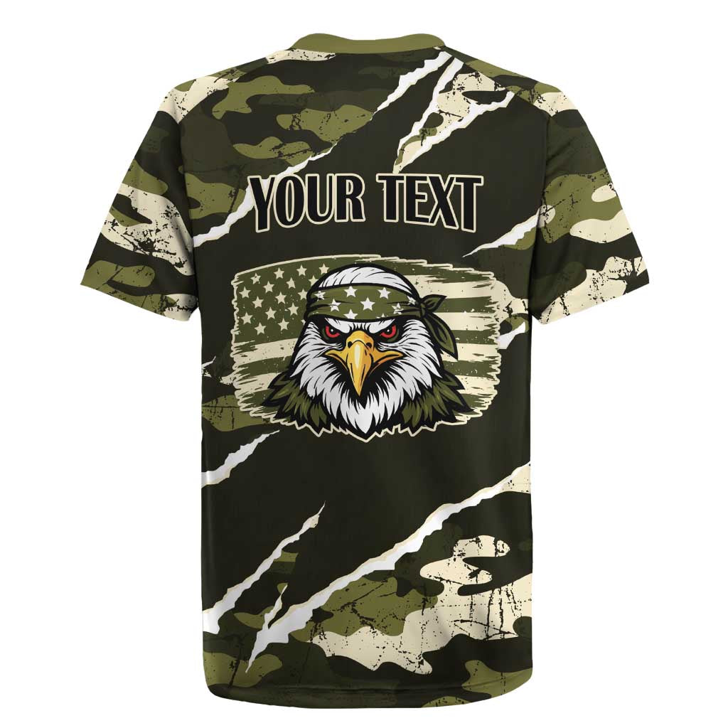 Personalized USA 250th Anniversary Rugby Jersey Eagle Camouflage Zipper Stylized