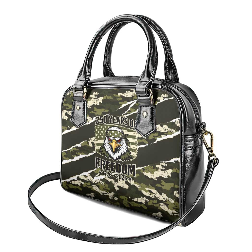 USA 250th Anniversary Shoulder Handbag Eagle Camouflage Zipper Stylized