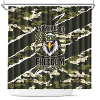 USA 250th Anniversary Shower Curtain Eagle Camouflage Zipper Stylized
