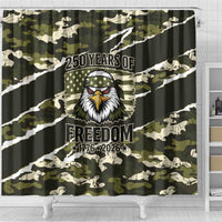 USA 250th Anniversary Shower Curtain Eagle Camouflage Zipper Stylized