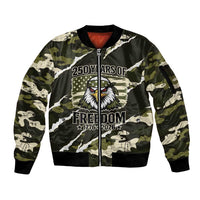 Personalized USA 250th Anniversary Sleeve Zip Bomber Jacket Eagle Camouflage Zipper Stylized