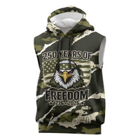 Personalized USA 250th Anniversary Sleeveless Hoodie Eagle Camouflage Zipper Stylized