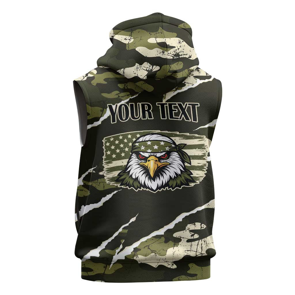 Personalized USA 250th Anniversary Sleeveless Hoodie Eagle Camouflage Zipper Stylized