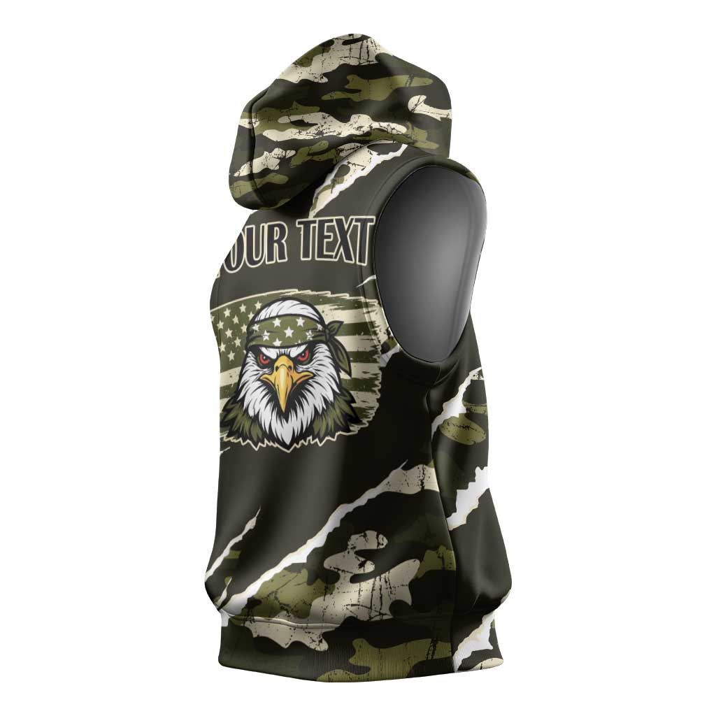 Personalized USA 250th Anniversary Sleeveless Hoodie Eagle Camouflage Zipper Stylized