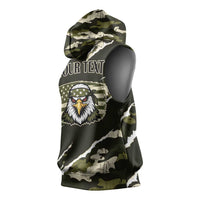 Personalized USA 250th Anniversary Sleeveless Hoodie Eagle Camouflage Zipper Stylized