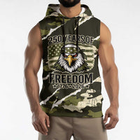 Personalized USA 250th Anniversary Sleeveless Hoodie Eagle Camouflage Zipper Stylized