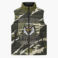 Personalized USA 250th Anniversary Sleeveless Puffer Jacket Eagle Camouflage Zipper Stylized