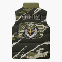 Personalized USA 250th Anniversary Sleeveless Puffer Jacket Eagle Camouflage Zipper Stylized