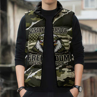 Personalized USA 250th Anniversary Sleeveless Puffer Jacket Eagle Camouflage Zipper Stylized