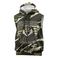 Personalized USA 250th Anniversary Sleeveless Zip Hoodie Eagle Camouflage Zipper Stylized