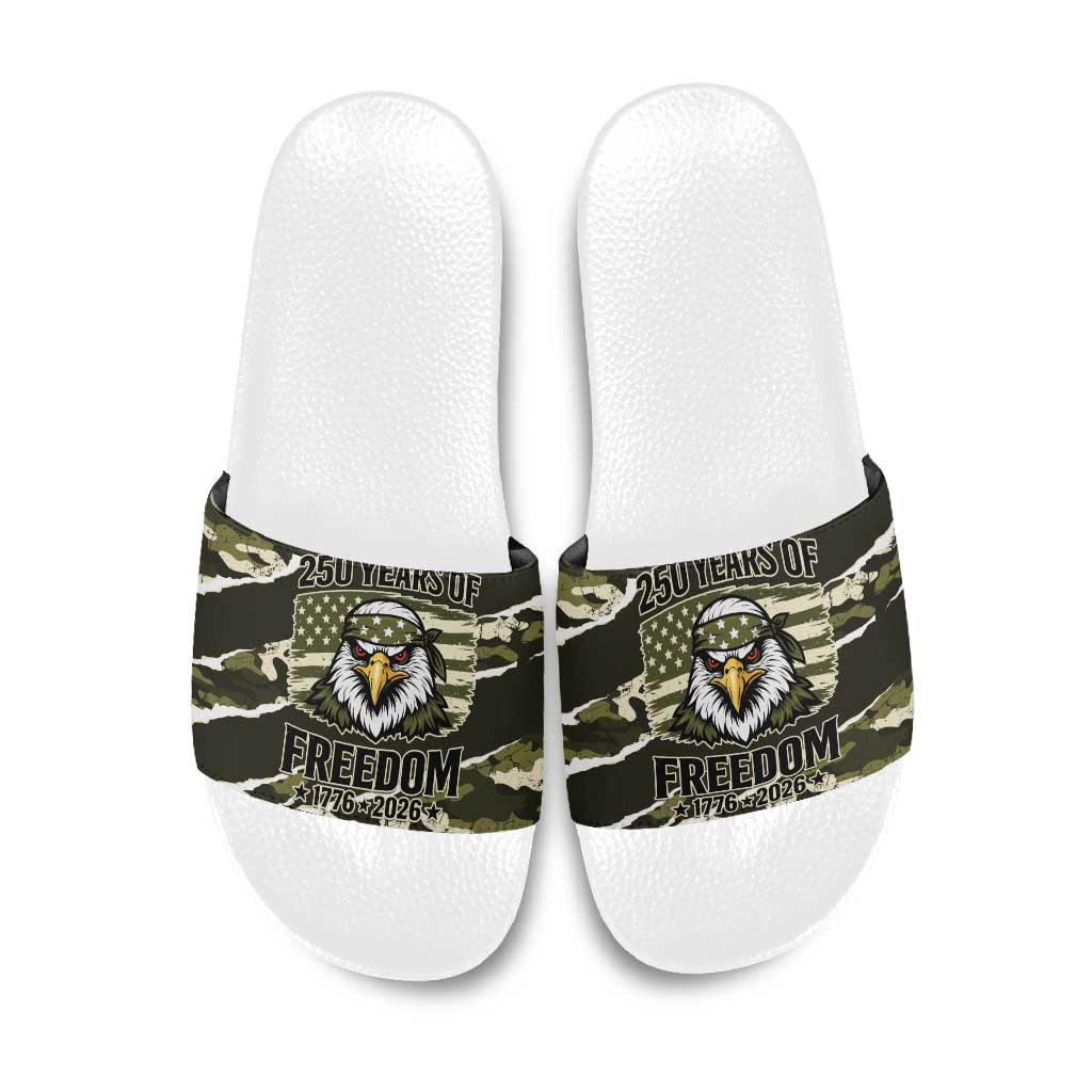 USA 250th Anniversary Slide Sandals Eagle Camouflage Zipper Stylized