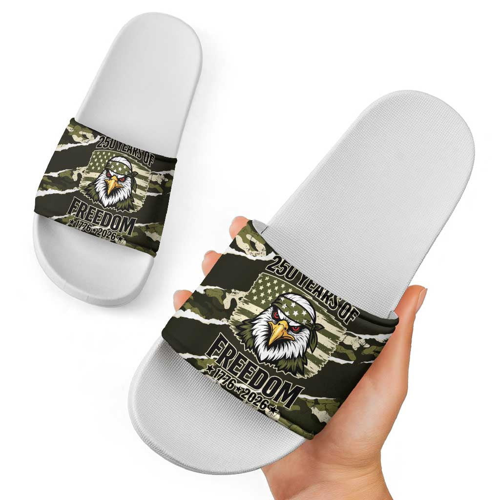 USA 250th Anniversary Slide Sandals Eagle Camouflage Zipper Stylized