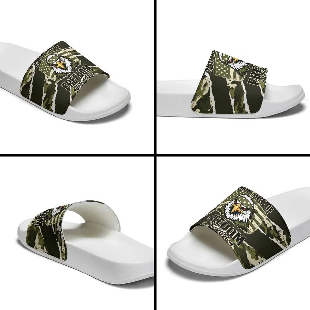 USA 250th Anniversary Slide Sandals Eagle Camouflage Zipper Stylized