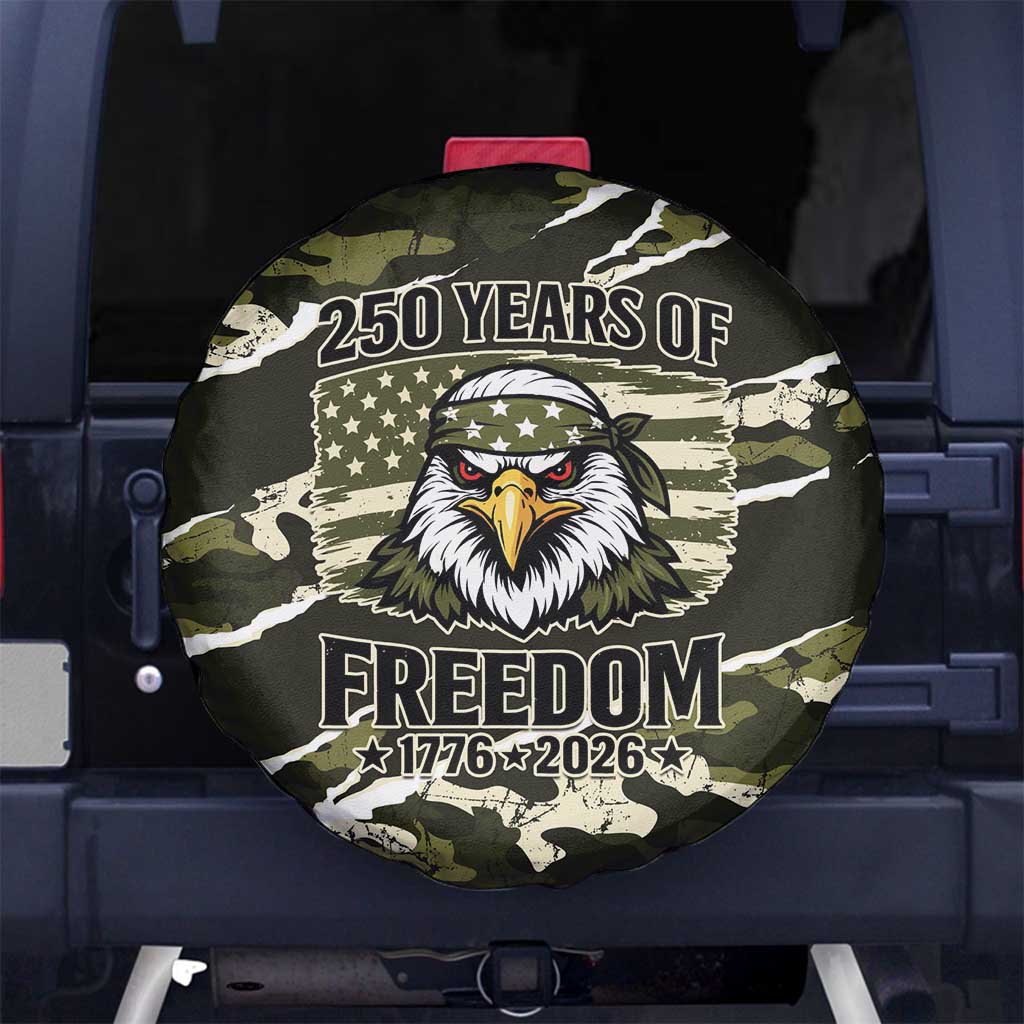 USA 250th Anniversary Spare Tire Cover Eagle Camouflage Zipper Stylized